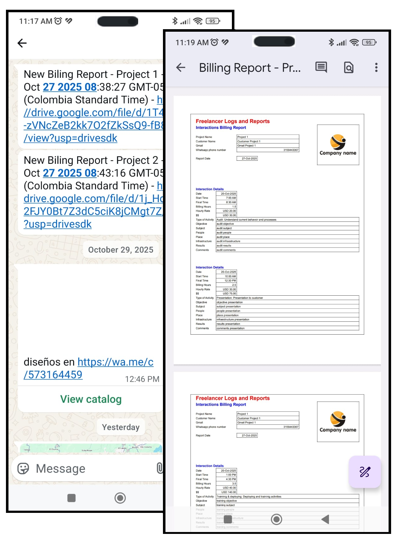 WhatsApp with map link